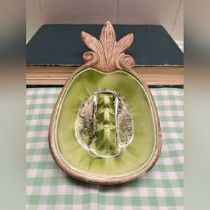 1963 Retro Pineapple Ashtray Treasure Craft Maui Hawaii Tiki Green Vintage #34